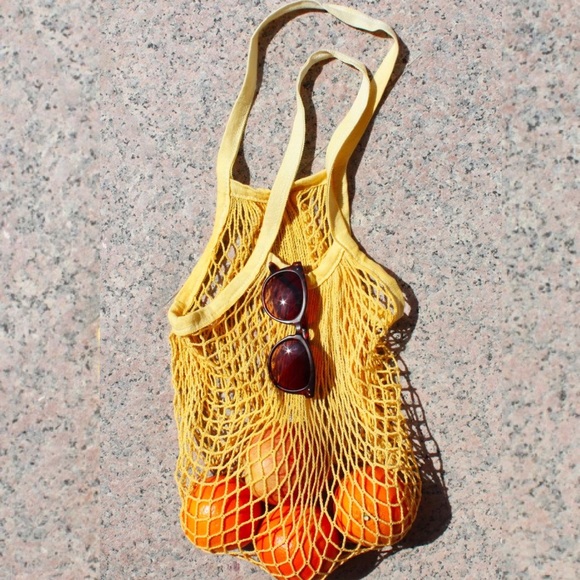 🍋 Limoncello Yellow Parisienne Cotton Open Net Market Tote - Picture 2 of 4